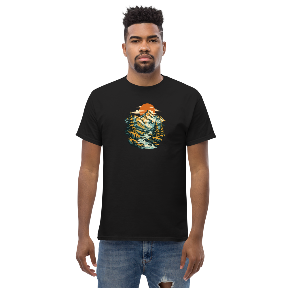 Ridgeline Reverie — Mountain & River Graphic Tee product mockup
